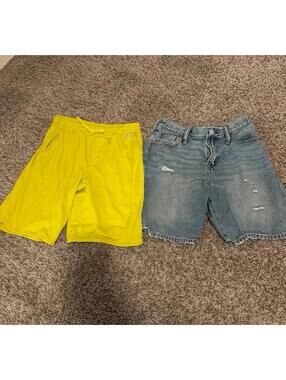 Yellow Athletic Shorts and Blue Denim Boys Shorts XL (Size 12) Husky